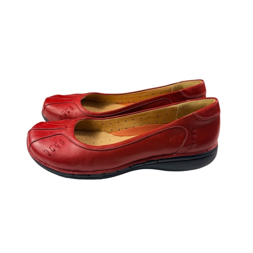 Clarks Un Structured Rosily Red Leather Ballet Flats Womens 10M 26068451 NEW - Picture 3 of 13